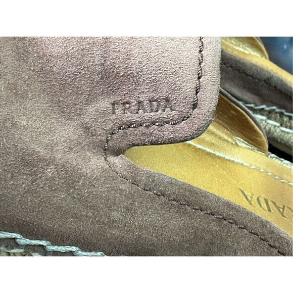 PRADA Espadrille Loafer Mule Slide Flat Shoe Brown Suede EU 36 - Picture 11 of 11
